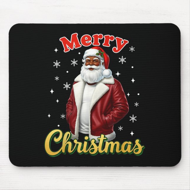 Alfombrilla De Ratón African American Santa Christmas Cool Black X-mas  (Frente)
