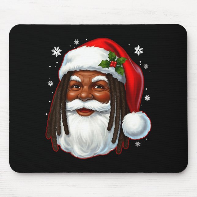 Alfombrilla De Ratón African American Santa Christmas Cool Black X-mas  (Frente)
