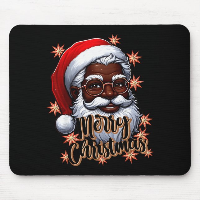 Alfombrilla De Ratón African American Santa Christmas Pajama Black X-ma (Frente)