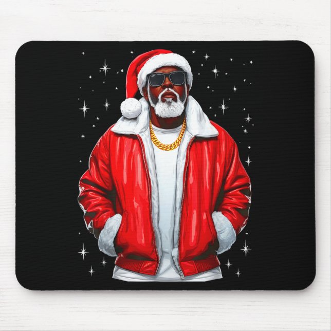 Alfombrilla De Ratón African American Santa Christmas Pajamas Cool Blac (Frente)
