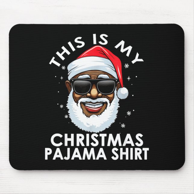 Alfombrilla De Ratón African American Santa Claus Christmas Pajama Shir (Frente)