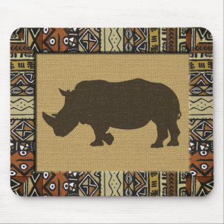 Alfombrilla De Ratón Africano Mudcloth y rinoceronte