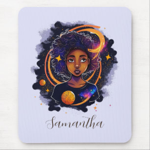 Alfombrilla De Ratón Afro-mujer del sistema solar