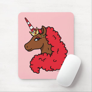 Alfombrilla De Ratón Afro rojo unicornio