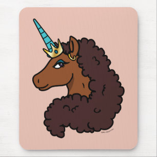 Alfombrilla De Ratón Afro Unicornio Único