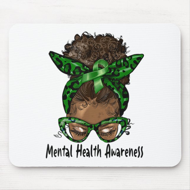 Alfombrilla De Ratón Afroamericana de Black Woman Mental Health Awaring (Frente)