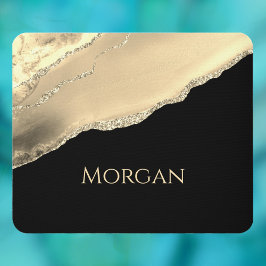 Alfombrilla De Ratón Agate de oro y Purpurina, nombre de oro en negro