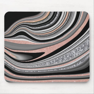 Alfombrilla De Ratón agate geode rosa dorado negro