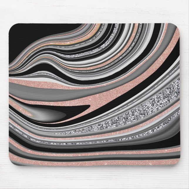 Alfombrilla De Ratón agate geode rosa dorado negro (Frente)