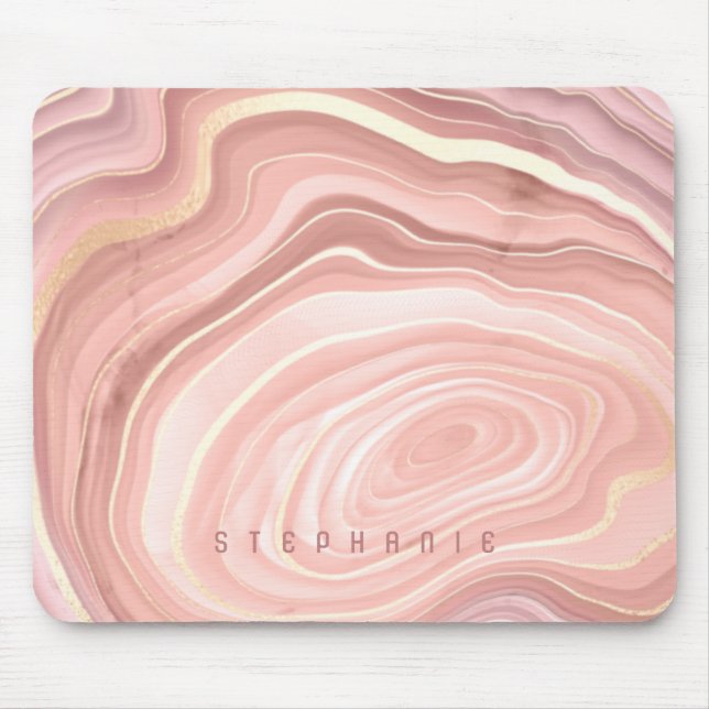 Alfombrilla De Ratón Agate Geode Rubor Pink Gold personalizado (Frente)