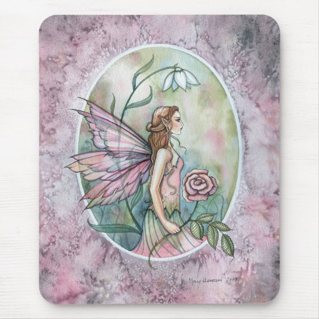Alfombrilla De Ratón Agradable Mousepad de Arte Fantasía Rosa (Frente)