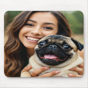 Alfombrilla De Ratón Agregar foto de pug personalizar