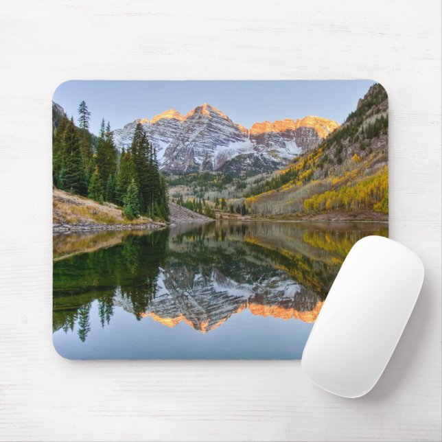 Alfombrilla De Ratón Agua | Maroon Bells Lake Aspen Trees (Con ratón)