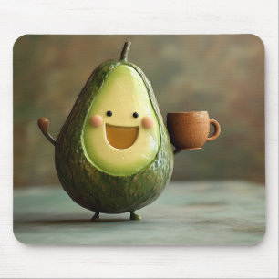 Alfombrilla De Ratón Aguacate Feliz Disfrutando una Taza de Té