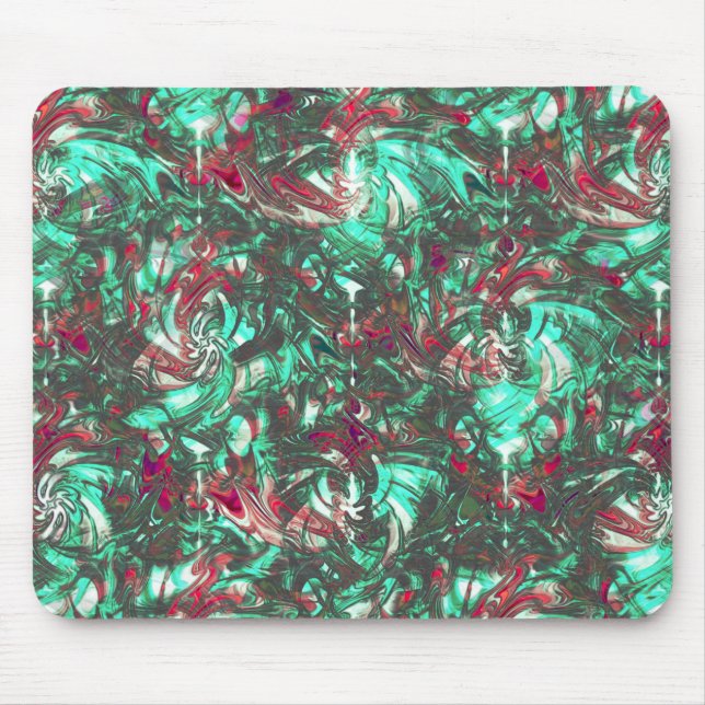 Alfombrilla De Ratón Aguamarina y rojo manchados, sucios de negro oscur (Frente)