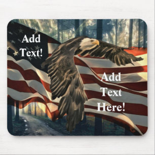 Alfombrilla De Ratón Águila calva Bandera Americana País Road Mouse Pad