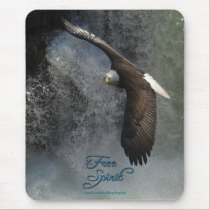 Alfombrilla De Ratón Aguila calva voladora y Mousepad de cascada