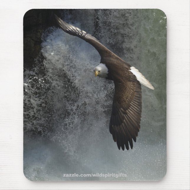 Alfombrilla De Ratón Aguila calva voladora y Mousepad de cascada (Frente)
