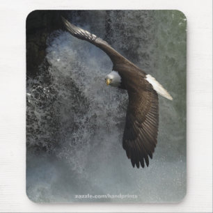 Alfombrilla De Ratón Aguila calva voladora y Mousepad de cascada
