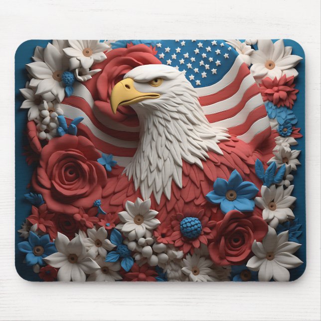 ALFOMBRILLA DE RATÓN ÁGUILA DE BALDOSA PATRIOTA BLANCA AZUL AMERICANA (Frente)