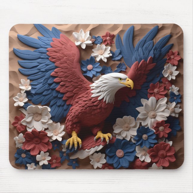ALFOMBRILLA DE RATÓN ÁGUILA DE BALDOSA PATRIOTA BLANCA AZUL AMERICANA (Frente)
