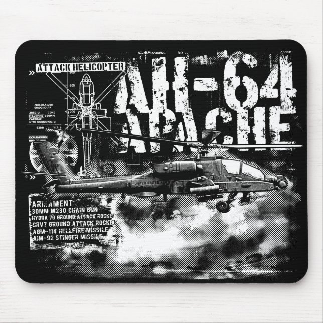 Alfombrilla De Ratón AH-64 Apache Mousepad (Frente)