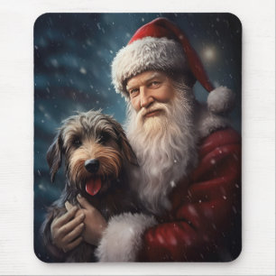 Alfombrilla De Ratón Airedale con Navidades festivos de Santa Claus