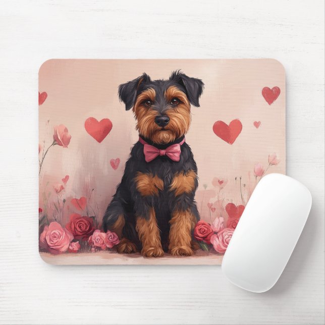 Alfombrilla De Ratón Airedale con Rosas - El día de San Valentín (Con ratón)