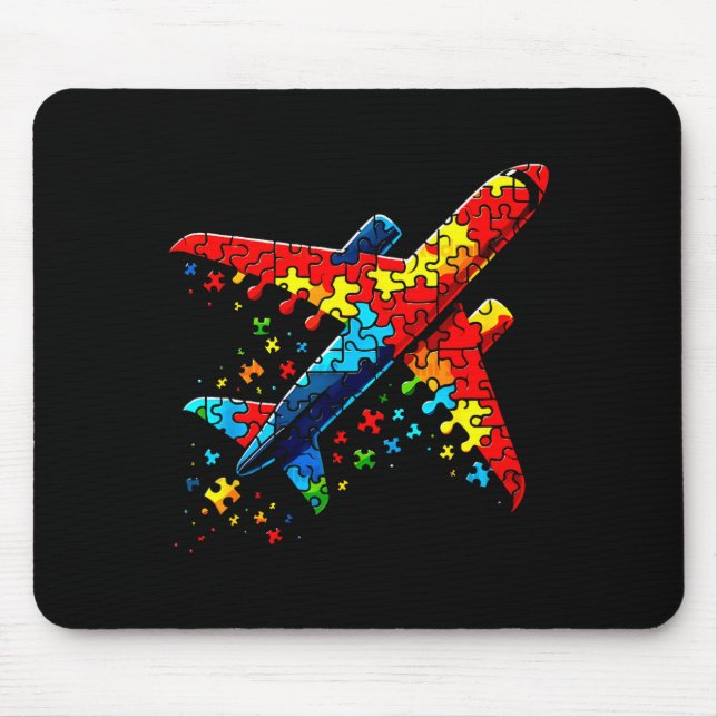 Alfombrilla De Ratón Airplane Jigsaw Puzzle Kids Toddler Boys Autism Aw (Frente)