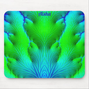 Alfombrilla De Ratón AISHA ~ Tonos calientes y locos de verde y azul Fr