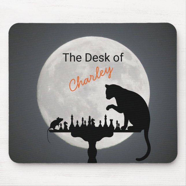 Alfombrilla De Ratón Ajedrez completo de gato y ratón (Frente)