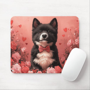 Alfombrilla De Ratón Akita Americano con Rosas - Día de San Valentín