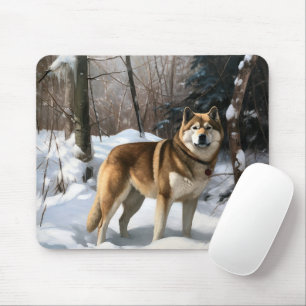 Alfombrilla De Ratón Akita Deja que nieve Navidad