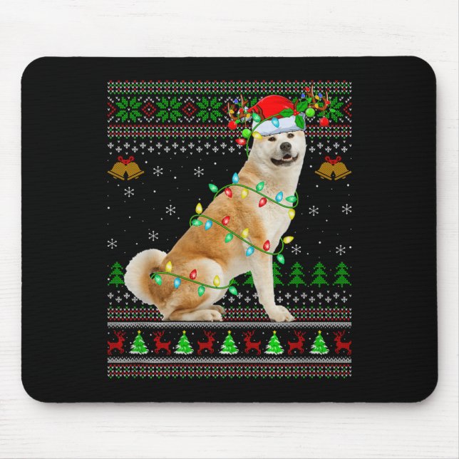 Alfombrilla De Ratón Akita Inu Dog Ugly Christmas Sweaters Holiday Sant (Frente)