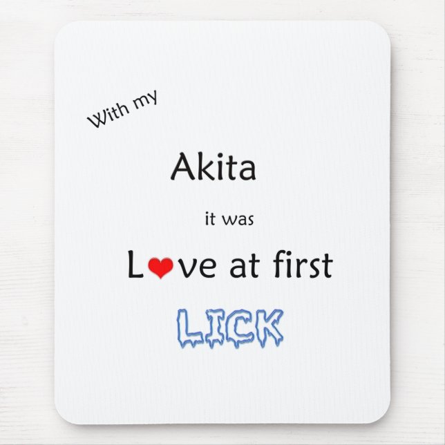 Alfombrilla De Ratón Akita Love at First Lick (Frente)