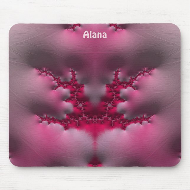 Alfombrilla De Ratón ALANA ~ Almohadilla rosa y blanca del ratón (Frente)
