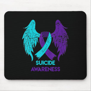 Alfombrilla De Ratón Alas De Concienciación Suicida Y Cinta Verde azula