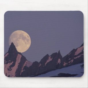 Alfombrilla De Ratón Alaska, montañas Chugach La luna llena se eleva