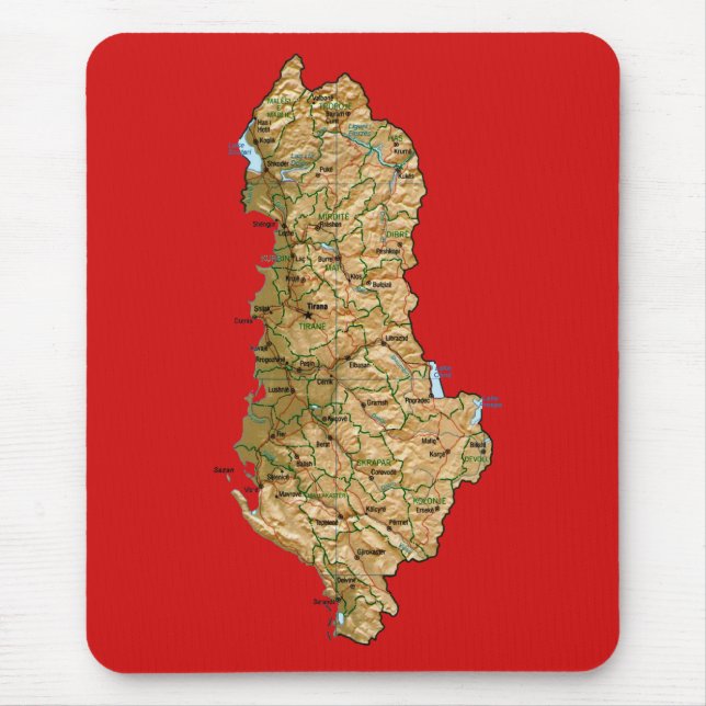 Alfombrilla De Ratón Albania Map Mousepad (Frente)