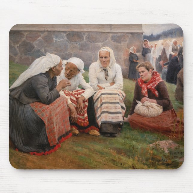 Alfombrilla De Ratón Albert Edelfelt - Mujeres fuera de la iglesia (Frente)