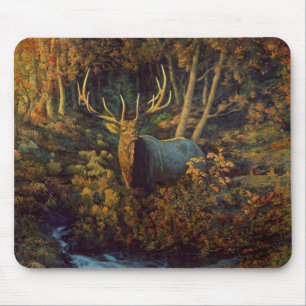 Alfombrilla De Ratón Alce toro en bosque otoñal