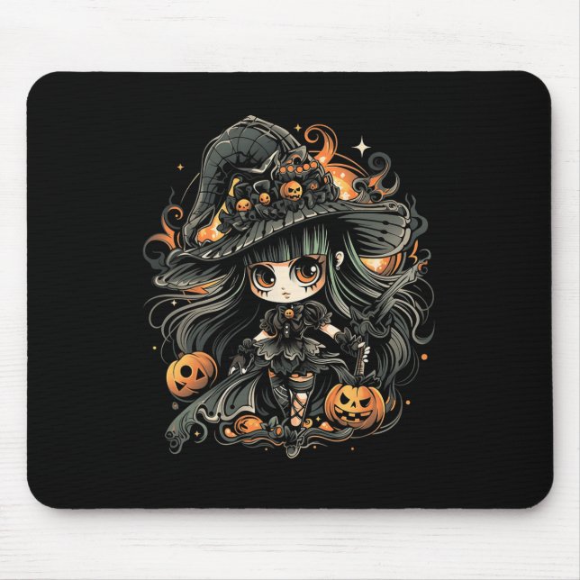 Alfombrilla De Ratón Alegre arte de brujas de Halloween (Frente)