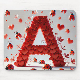 Alfombrilla De Ratón Alfabeto creativo letra A con formas de corazón