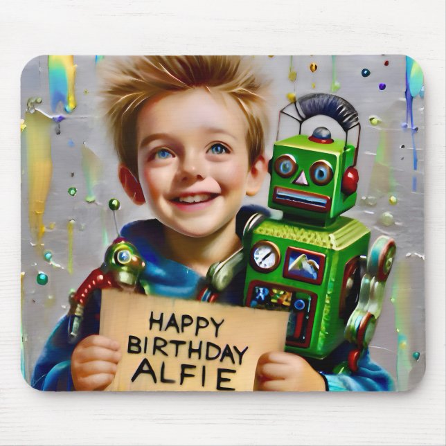 Alfombrilla De Ratón ALFIE ~ Y su ROBOT ~ Mousepad (Frente)