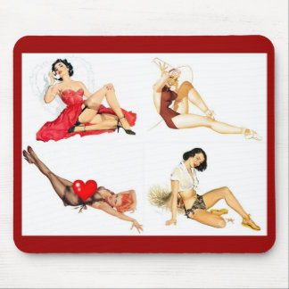 Alfombrilla De Ratón Alfombrilla para ratón Chicas Pin up Arte Vintage 