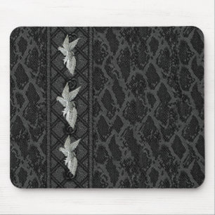 Alfombrilla De Ratón Alfombrilla ratón cuero negro joya pájaro (047-015
