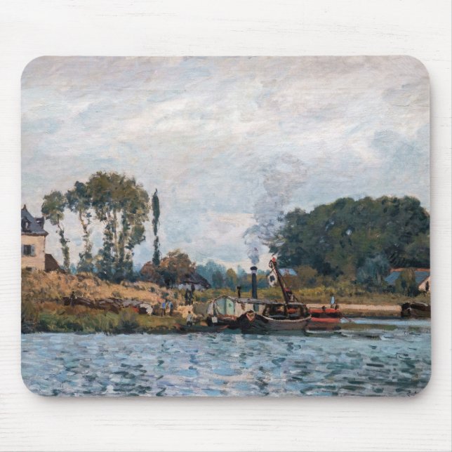 Alfombrilla De Ratón Alfred Sisley - Barcos a la cerradura de Bougival (Frente)