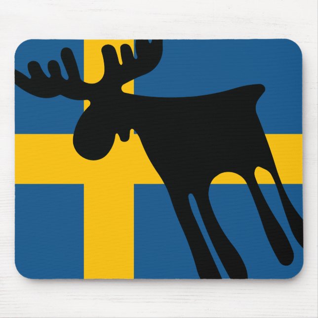 Alfombrilla De Ratón Älg / Moose med Svenska flaggan (Frente)