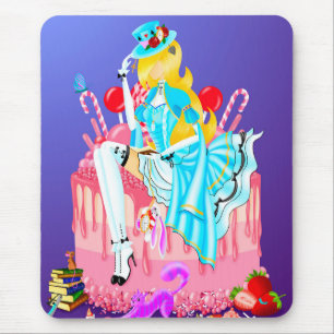Alfombrilla De Ratón Alice en pastel de cumpleaños