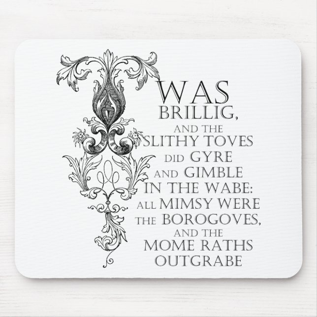 Alfombrilla De Ratón Alice In Wonderland Jabberwocky Poem Mousepad (Frente)